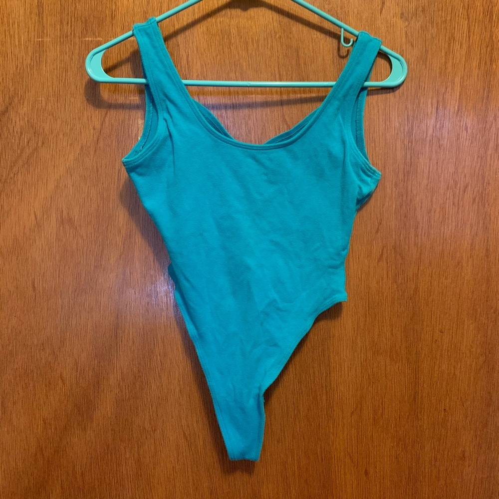 Teal thong leotard Allez brand size s